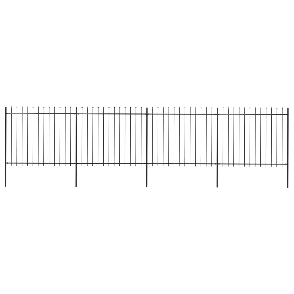 Vidaxl Gartenzaun mit Spears Top 6,8x1,5 m Stahl schwarz
