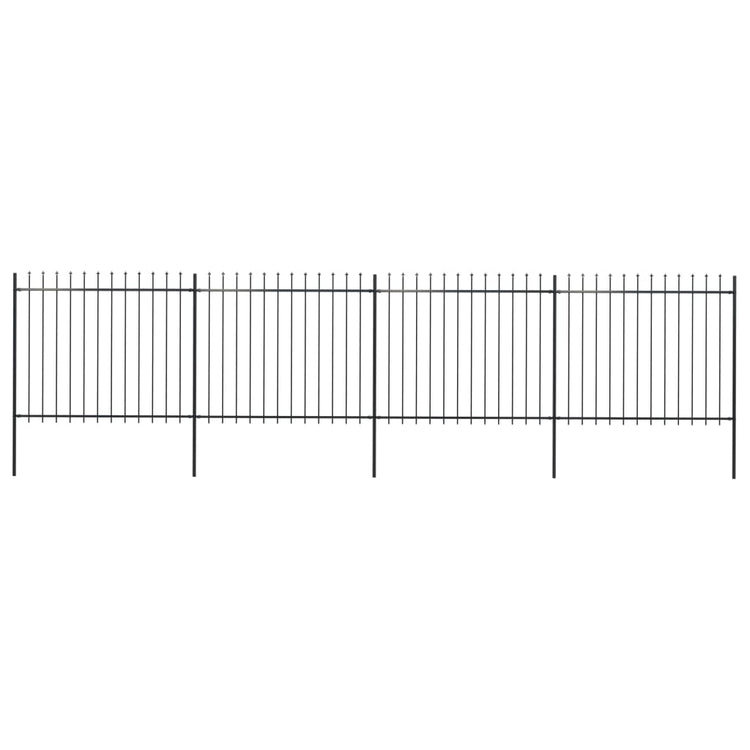 Vidaxl Gartenzaun mit Spears Top 6,8x1,5 m Stahl schwarz