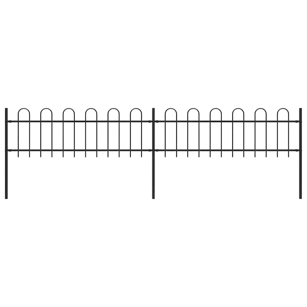 Vidaxl Gartenzaun mit runden oberen 3,4x0,6 m Stahlschwarz