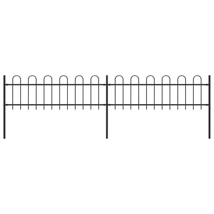 Vidaxl Gartenzaun mit runden oberen 3,4x0,6 m Stahlschwarz