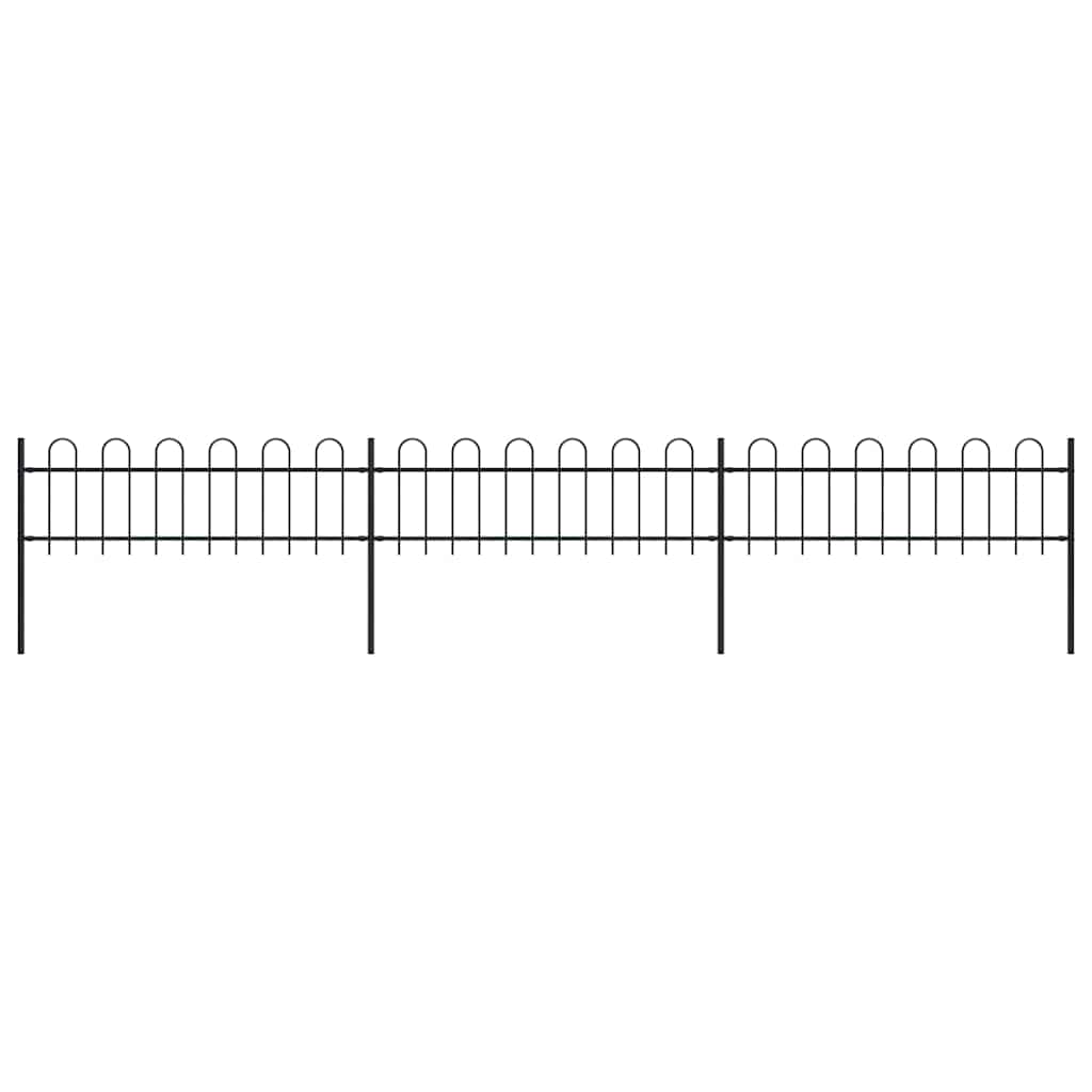 Vidaxl Gartenzaun mit runden Top 5,1 x 0,6 m Stahlschwarz