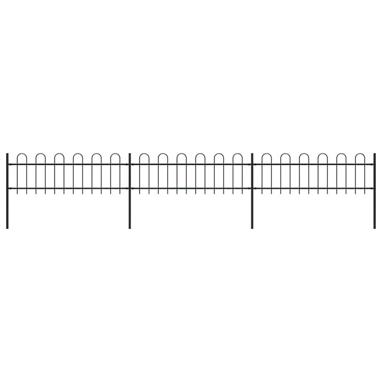 Vidaxl Gartenzaun mit runden Top 5,1 x 0,6 m Stahlschwarz