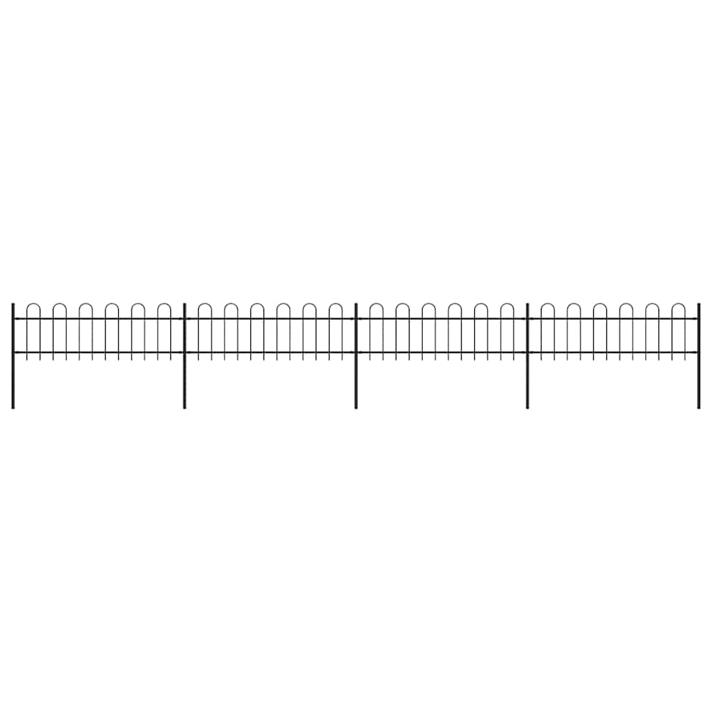 Vidaxl Gartenzaun mit runden Top 6,8x0,6 M Stahlschwarz