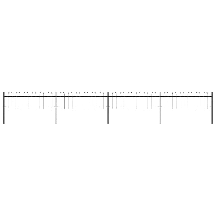 Vidaxl Gartenzaun mit runden Top 6,8x0,6 M Stahlschwarz