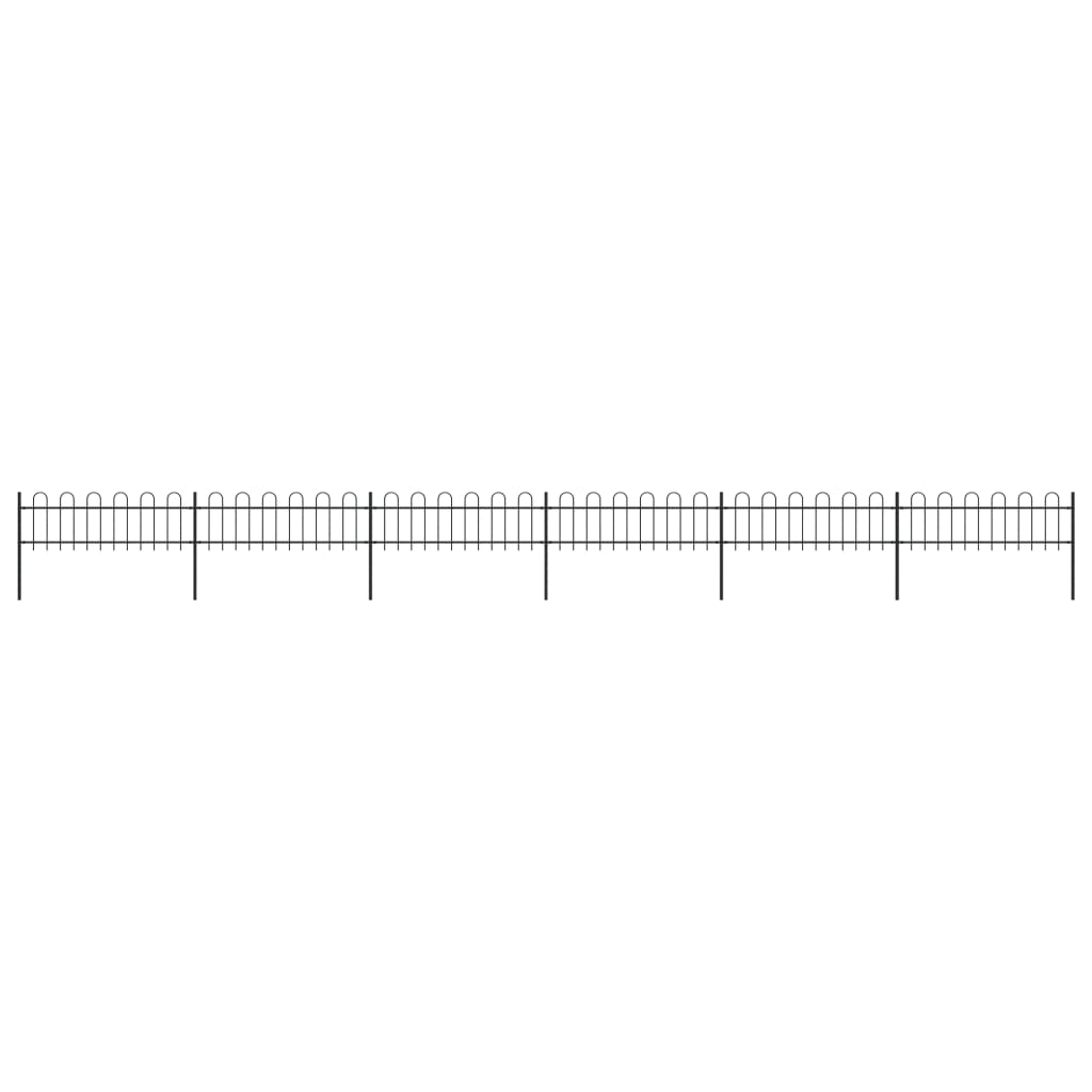 Vidaxl Gartenzaun mit runden Top 10.2x0,6 m Stahlschwarz