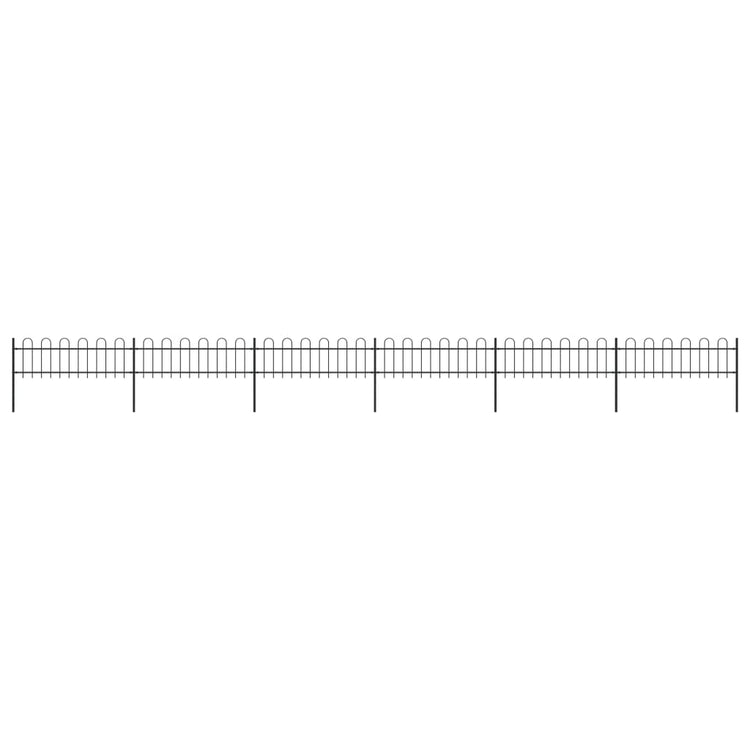 Vidaxl Gartenzaun mit runden Top 10.2x0,6 m Stahlschwarz