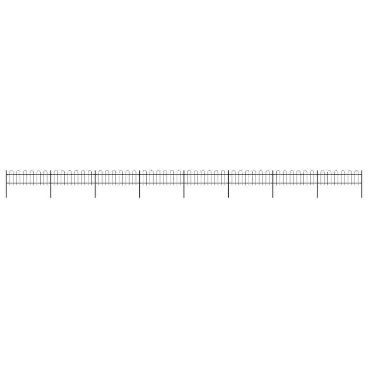 Vidaxl Gartenzaun mit runden Top 13,6x0,6 m Stahlschwarz