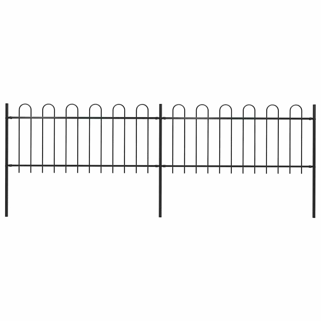 Vidaxl Gartenzaun mit runden Top 3,4x0,8 m Stahlschwarz