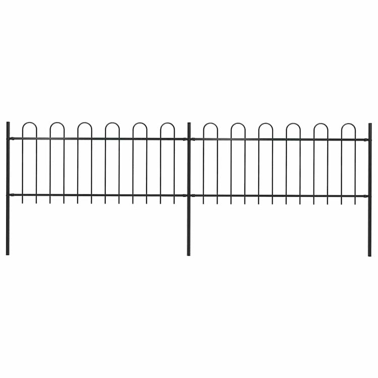 Vidaxl Gartenzaun mit runden Top 3,4x0,8 m Stahlschwarz