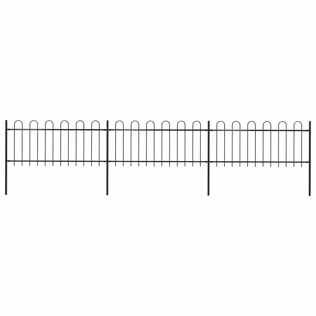 Vidaxl Gartenzaun mit runden Top 5,1 x 0,8 m Stahlschwarz