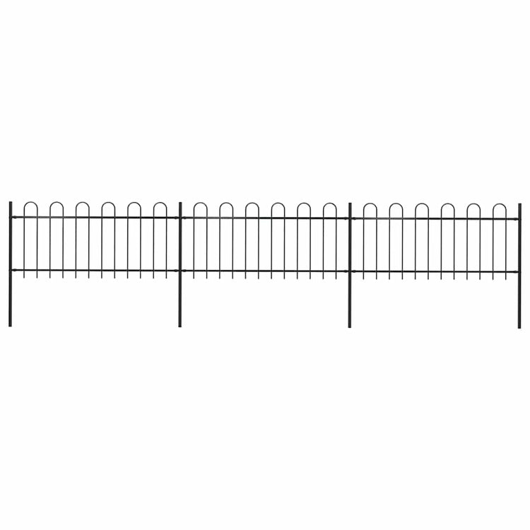 Vidaxl Gartenzaun mit runden Top 5,1 x 0,8 m Stahlschwarz