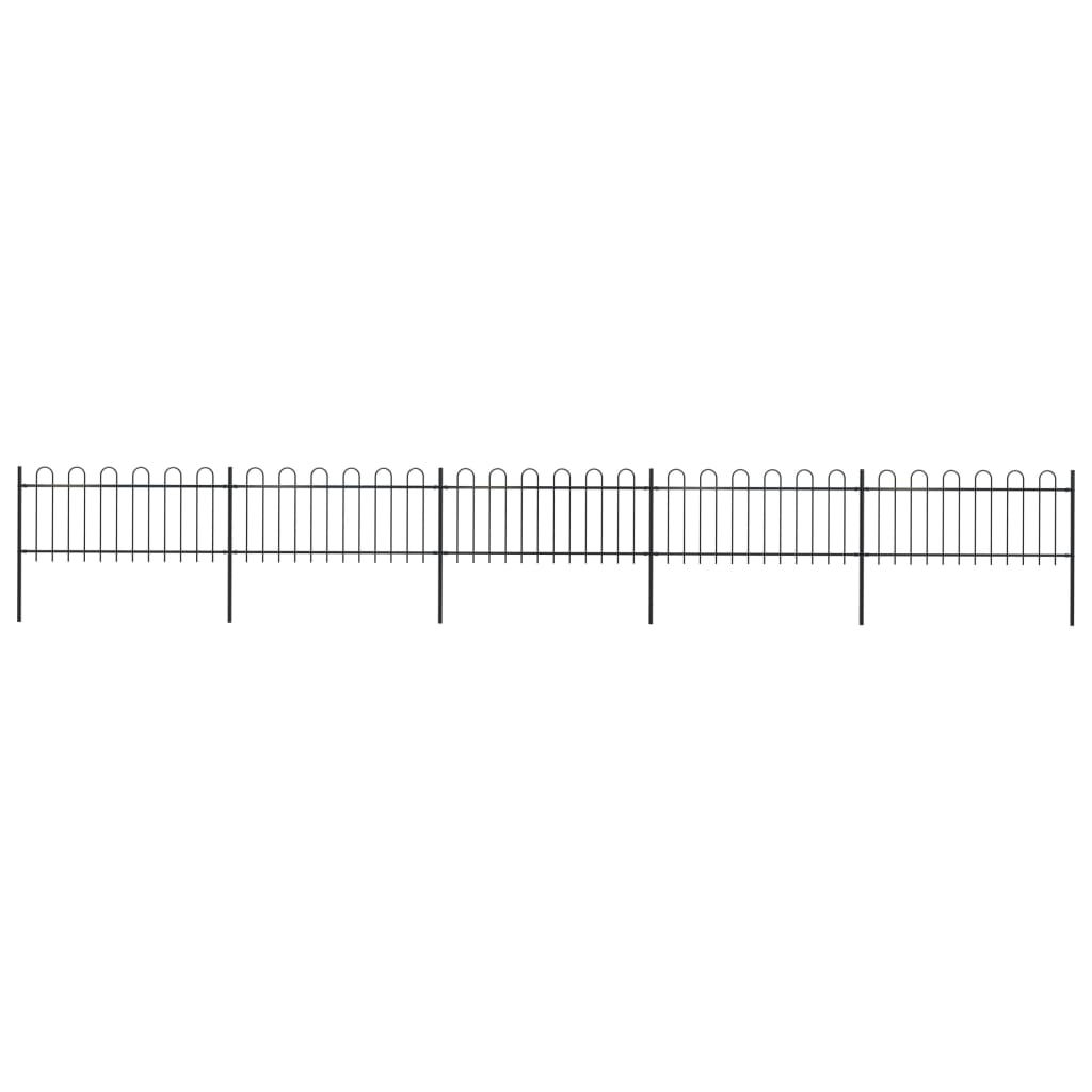 Vidaxl Gartenzaun mit runden Top 8,5 x 0,8 m Stahlschwarz