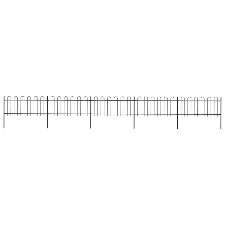 Vidaxl Gartenzaun mit runden Top 8,5 x 0,8 m Stahlschwarz