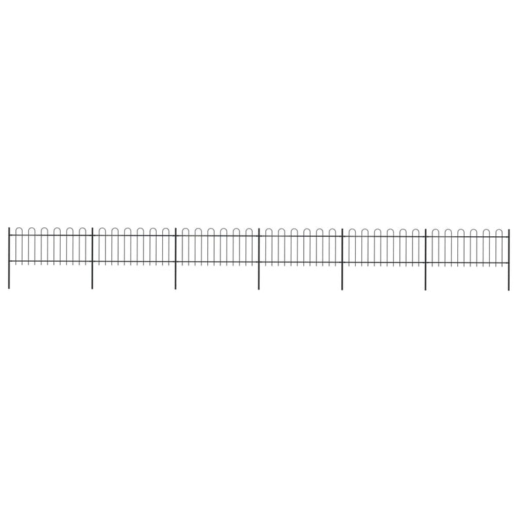Vidaxl Gartenzaun mit runden Top 10.2x0,8 m Stahlschwarz