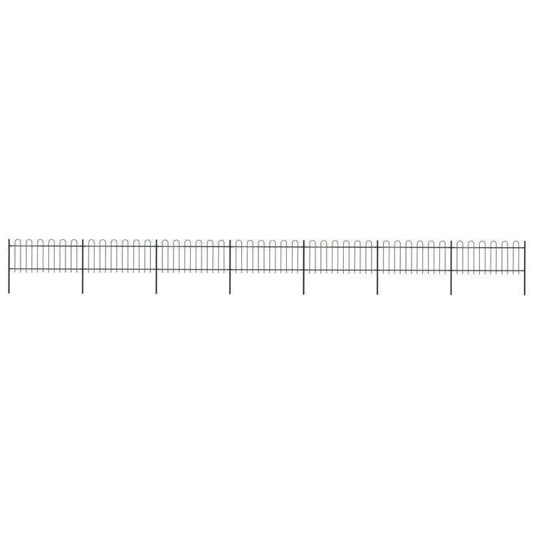 Vidaxl Gartenzaun mit runden Top 11,9x0,8 m Stahlschwarz