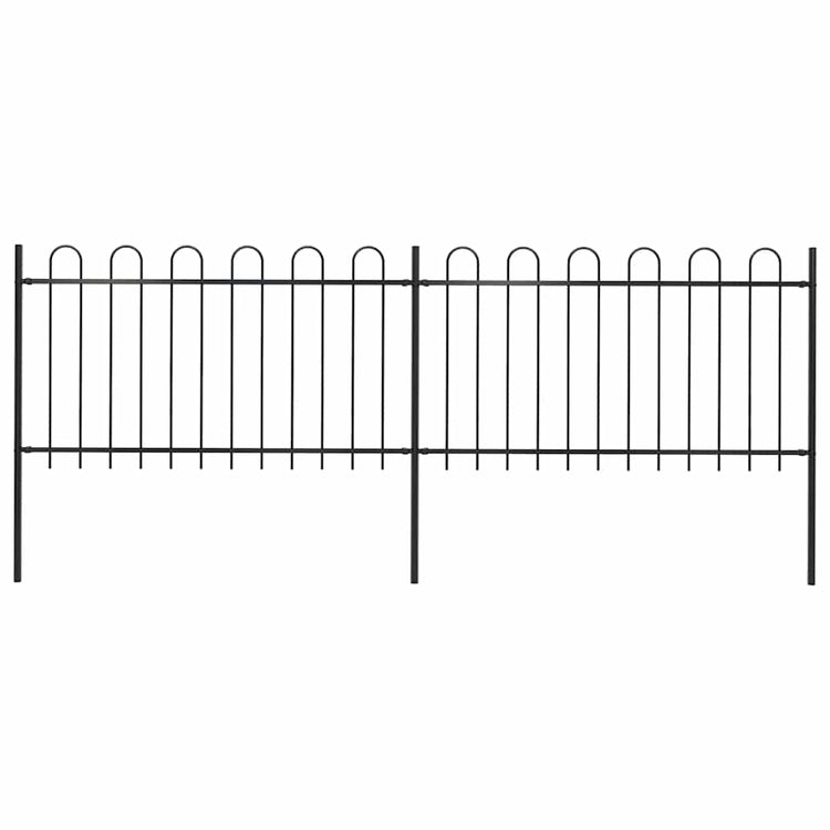 Vidaxl Gartenzaun mit runden oberen 3,4 x 1 Stahlschwarz