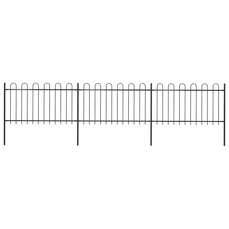 Vidaxl Gartenzaun mit runden Top 5,1x1 m Stahlschwarz