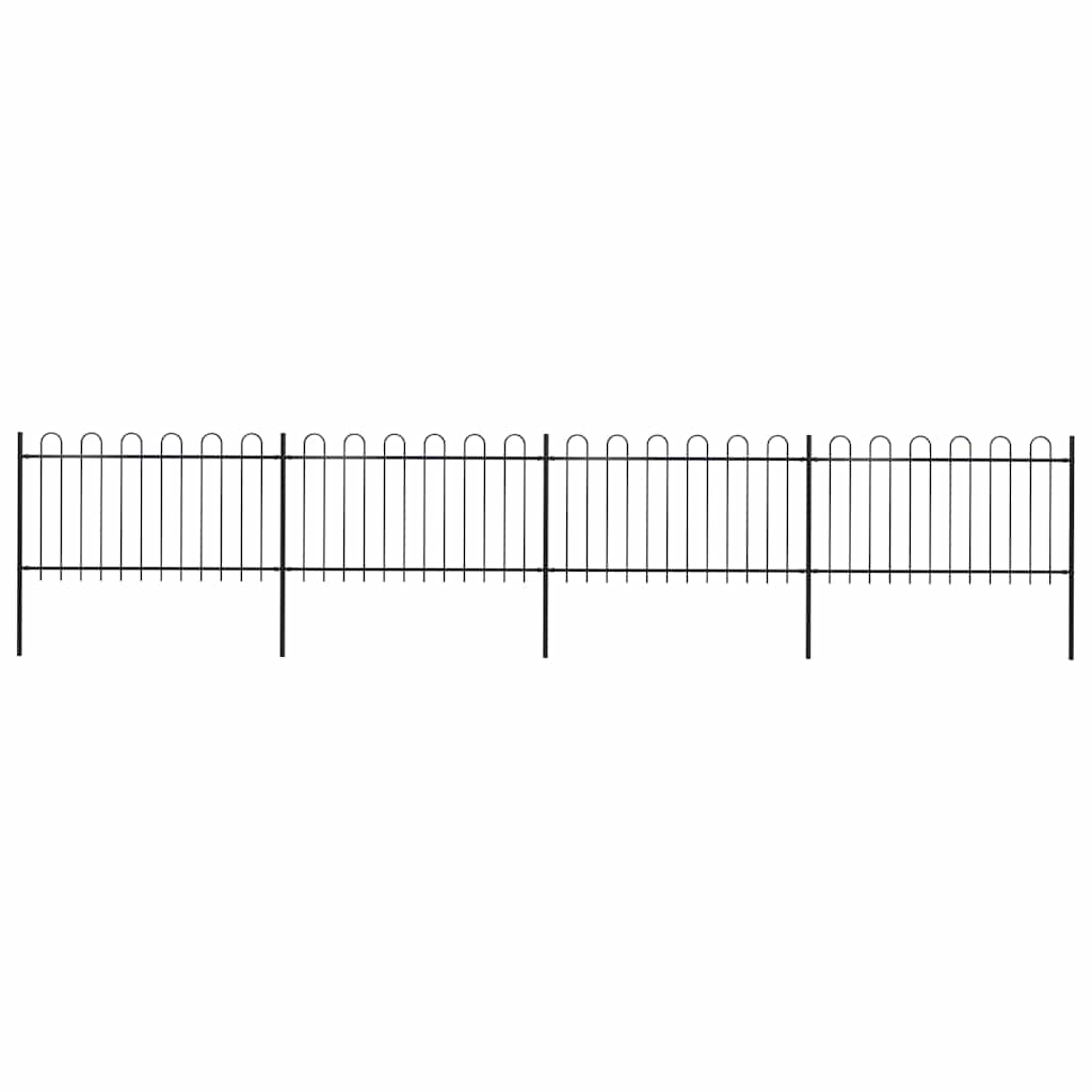 Vidaxl Gartenzaun mit runden Top 6,8x1 m Stahlschwarz
