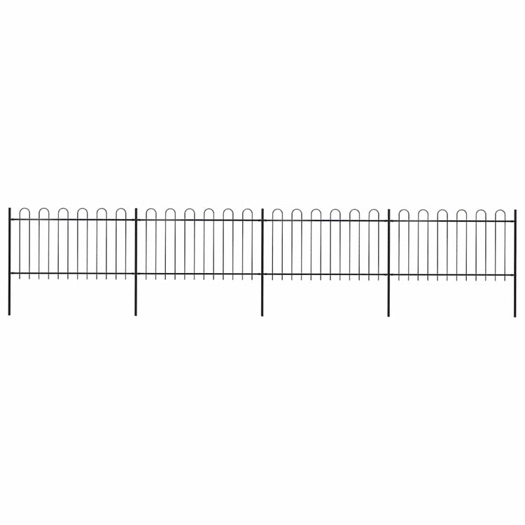 Vidaxl Gartenzaun mit runden Top 6,8x1 m Stahlschwarz