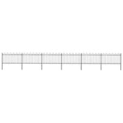 Vidaxl Gartenzaun mit runden Top 10,2x1 m Stahlschwarz - afbeelding 1