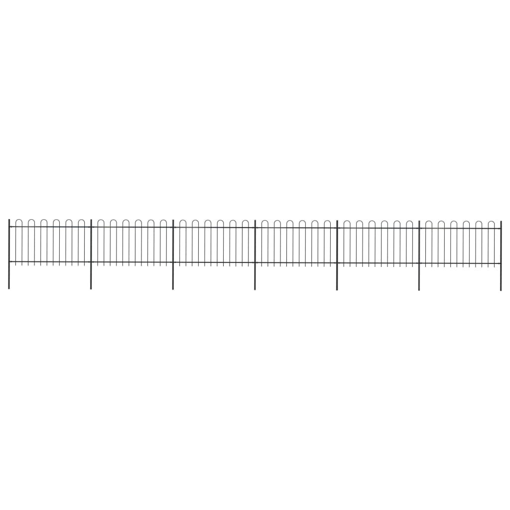 Vidaxl Gartenzaun mit runden Top 10,2x1 m Stahlschwarz