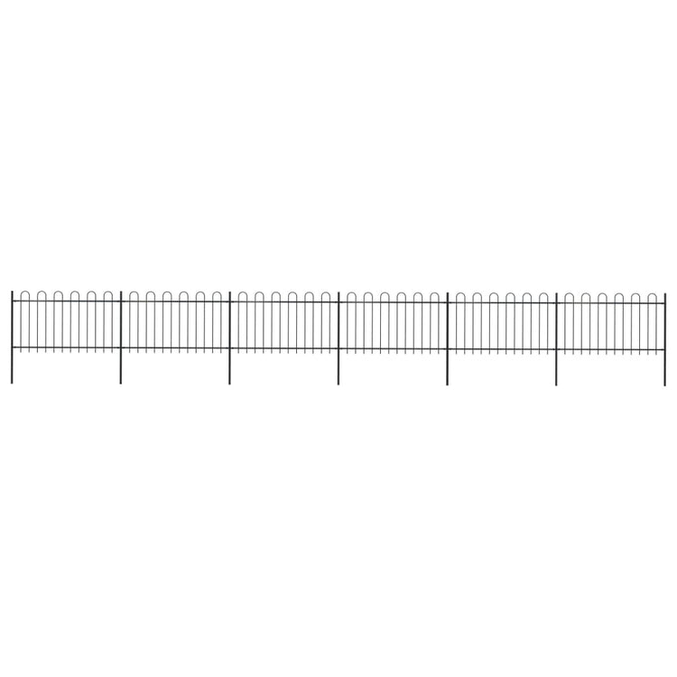 Vidaxl Gartenzaun mit runden Top 10,2x1 m Stahlschwarz