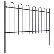 Vidaxl Gartenzaun mit runden Top 10,2x1 m Stahlschwarz - afbeelding 2