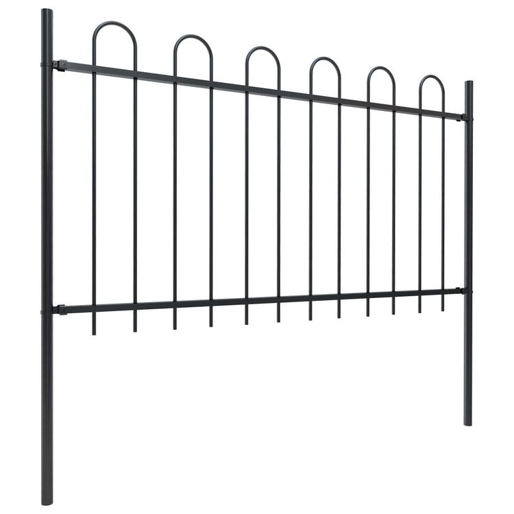 Vidaxl Gartenzaun mit runden Top 10,2x1 m Stahlschwarz