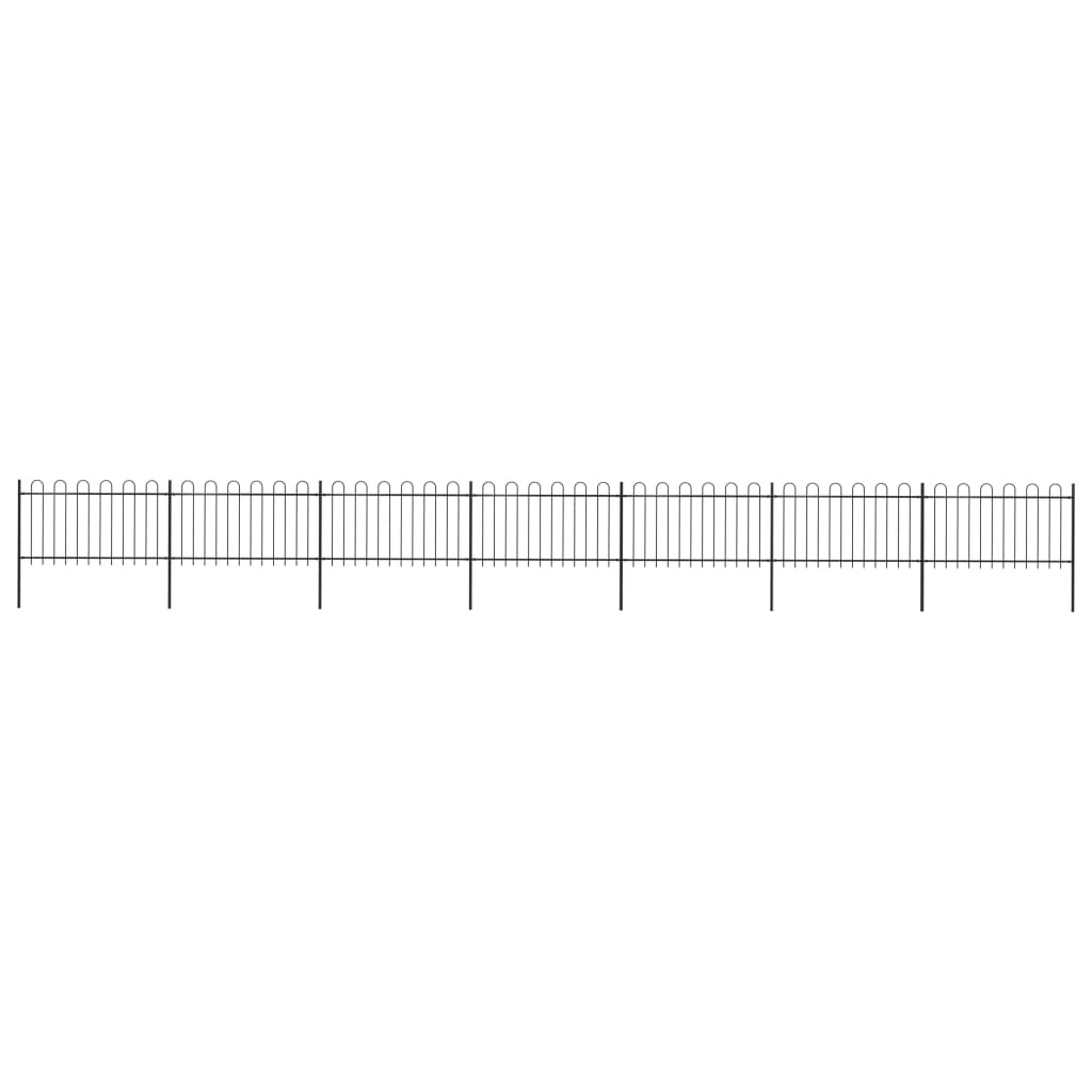 Vidaxl Gartenzaun mit runden Top 11,9x1 m Stahlschwarz