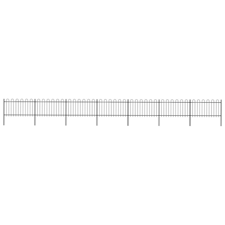 Vidaxl Gartenzaun mit runden Top 11,9x1 m Stahlschwarz