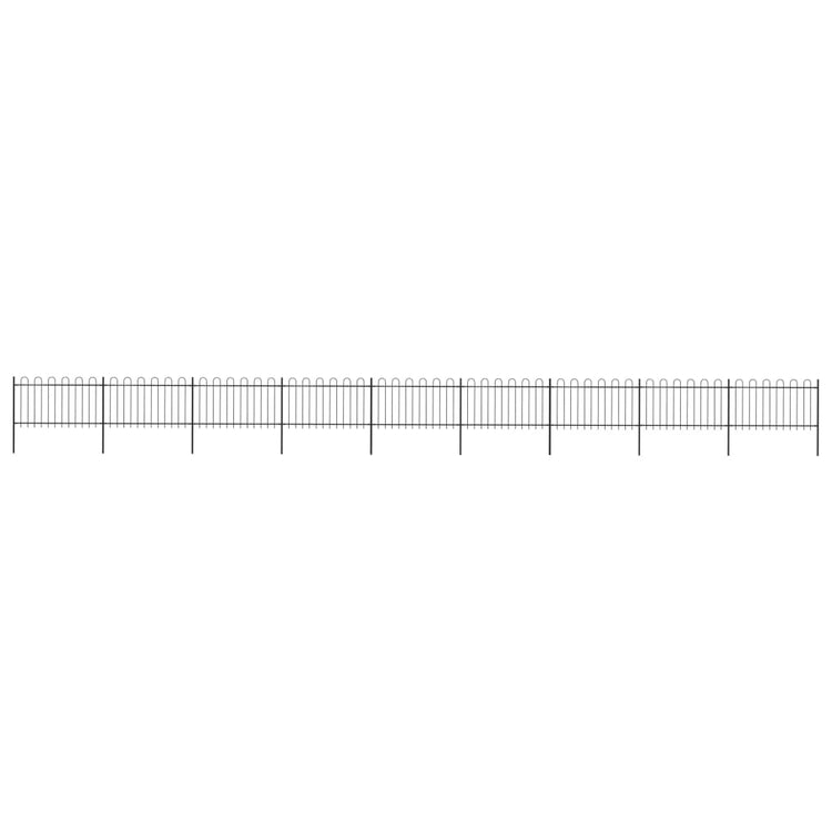 Vidaxl Gartenzaun mit runden Top 15,3x1 m Stahlschwarz