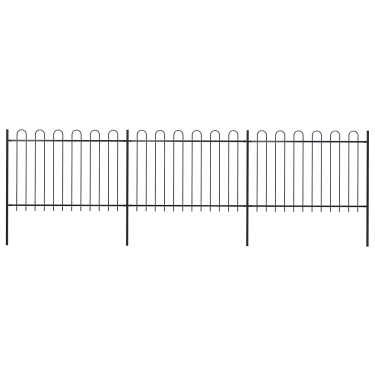 Vidaxl Gartenzaun mit runden Top 5,1 x 1,2 m Stahlschwarz