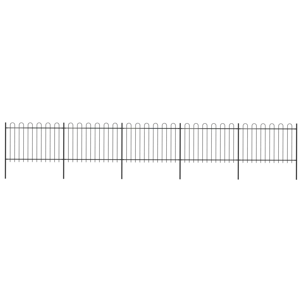 Vidaxl Gartenzaun mit runden Top 8,5 x 1,2 m Stahlschwarz