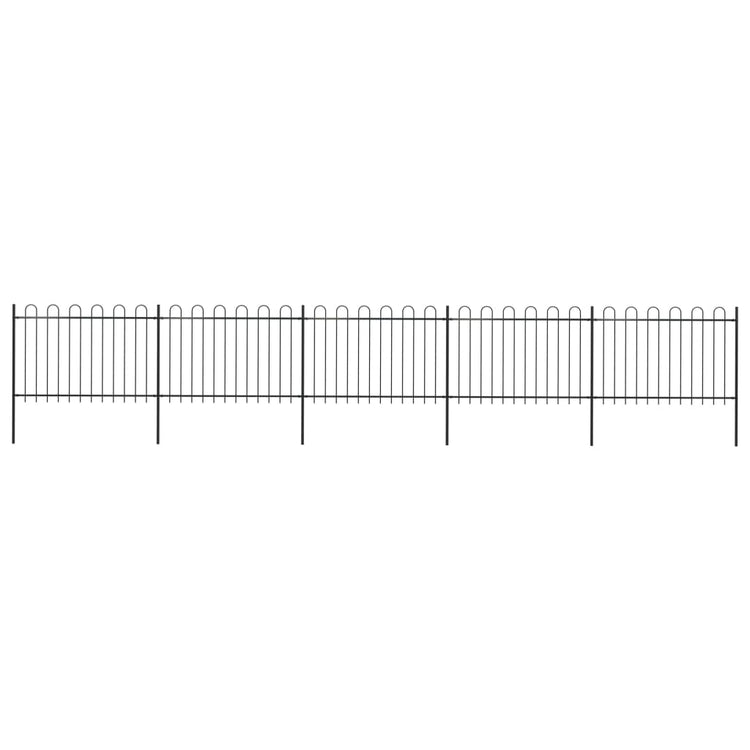 Vidaxl Gartenzaun mit runden Top 8,5 x 1,2 m Stahlschwarz