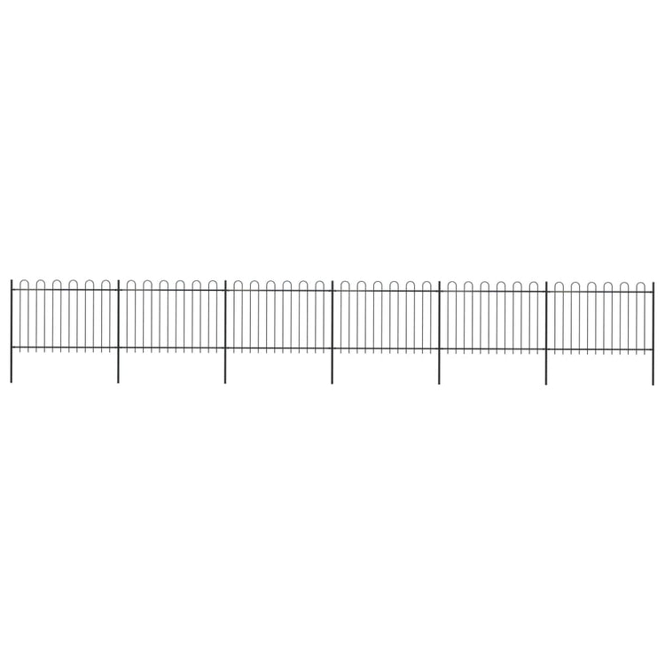 Vidaxl Gartenzaun mit runden Top 10,2 x 1,2 m Stahlschwarz