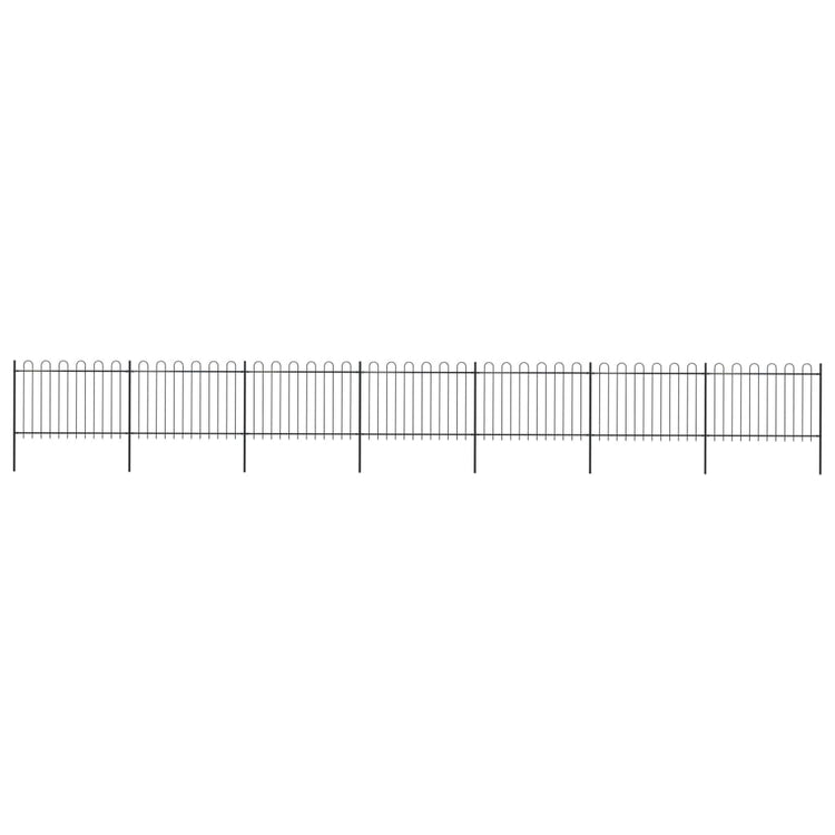 Vidaxl Gartenzaun mit runden Top 11,9x1,2 m Stahlschwarz