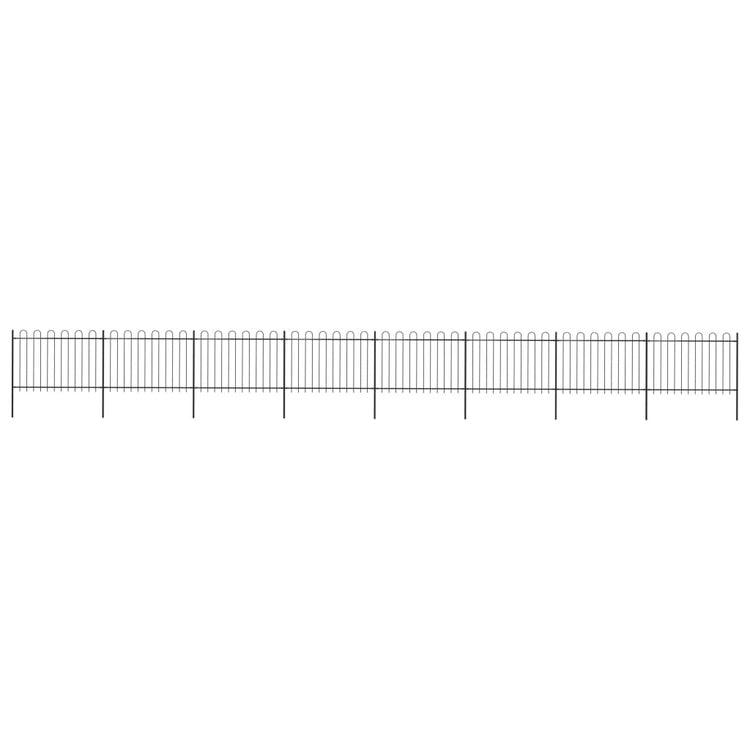 Vidaxl Gartenzaun mit runden Top 13,6x1,2 m Stahlschwarz