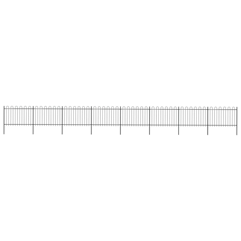 Vidaxl Gartenzaun mit runden Top 13,6x1,2 m Stahlschwarz