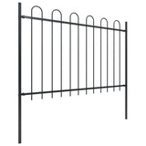 Vidaxl Gartenzaun mit runden Top 13,6x1,2 m Stahlschwarz - afbeelding 2