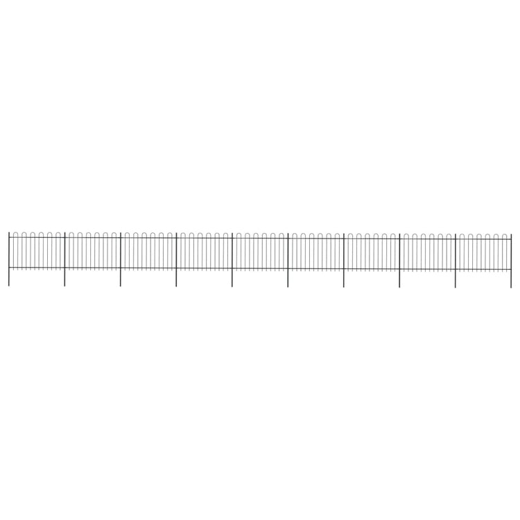 Vidaxl Gartenzaun mit runden Top 15,3x1,2 m Stahlschwarz