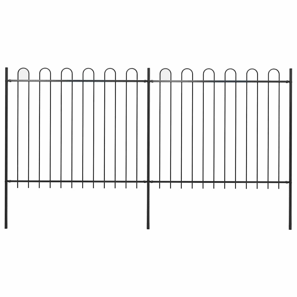 Vidaxxl Gartenzaun mit Ringaufsatz Stahl 359x150 cm schwarz
