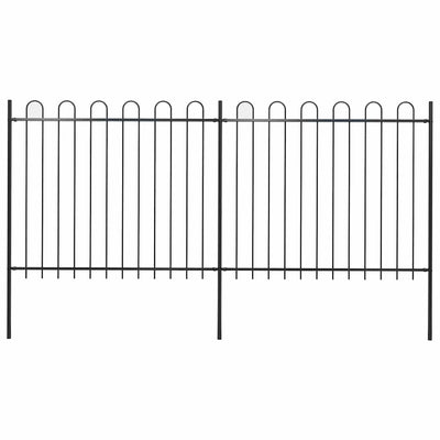 Vidaxxl Gartenzaun mit Ringaufsatz Stahl 359x150 cm schwarz