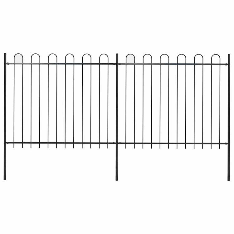 Vidaxxl Gartenzaun mit Ringaufsatz Stahl 359x150 cm schwarz