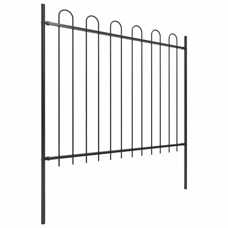 Vidaxxl Gartenzaun mit Ringaufsatz Stahl 359x150 cm schwarz