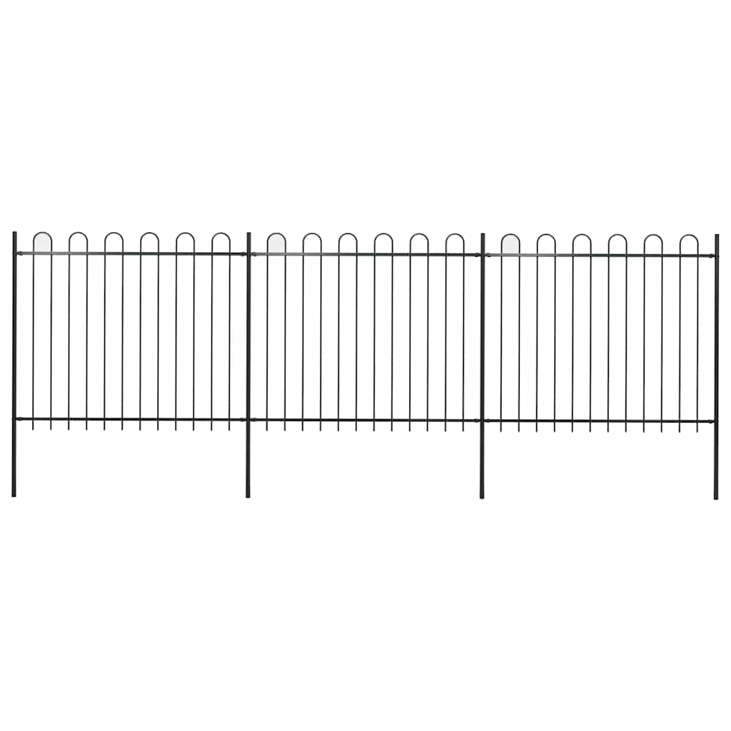 Vidaxxl Gartenzaun mit Ringaufsatz Stahl 537x150 cm schwarz