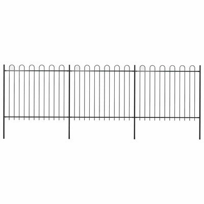 Vidaxxl Gartenzaun mit Ringaufsatz Stahl 537x150 cm schwarz