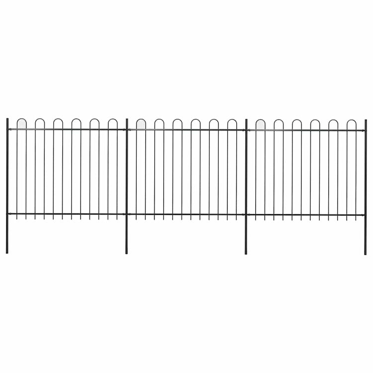 Vidaxxl Gartenzaun mit Ringaufsatz Stahl 537x150 cm schwarz