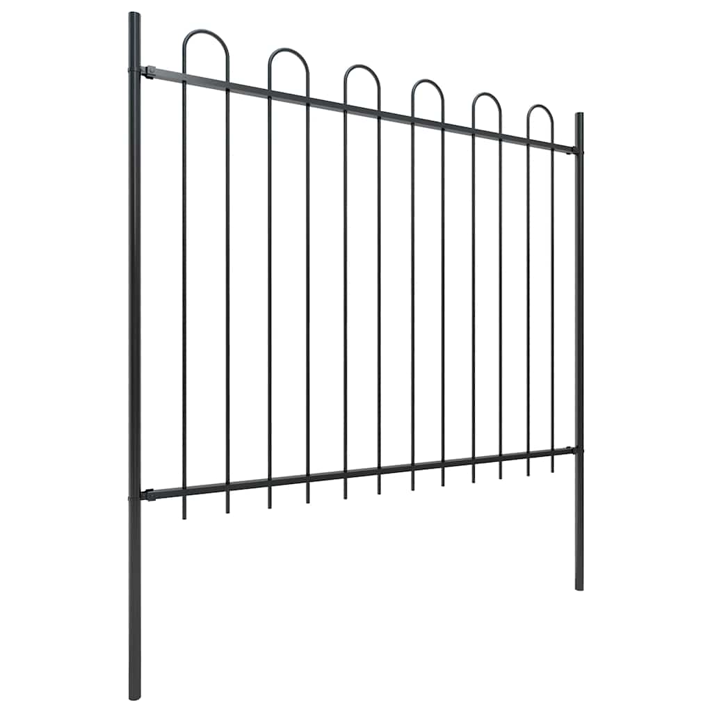 Vidaxxl Gartenzaun mit Ringaufsatz Stahl 537x150 cm schwarz