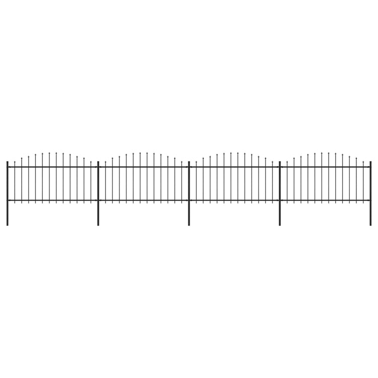 Vidaxl Gartenzaun mit Speerentop (1,25-1,5) x6,8 m Stahlschwarz