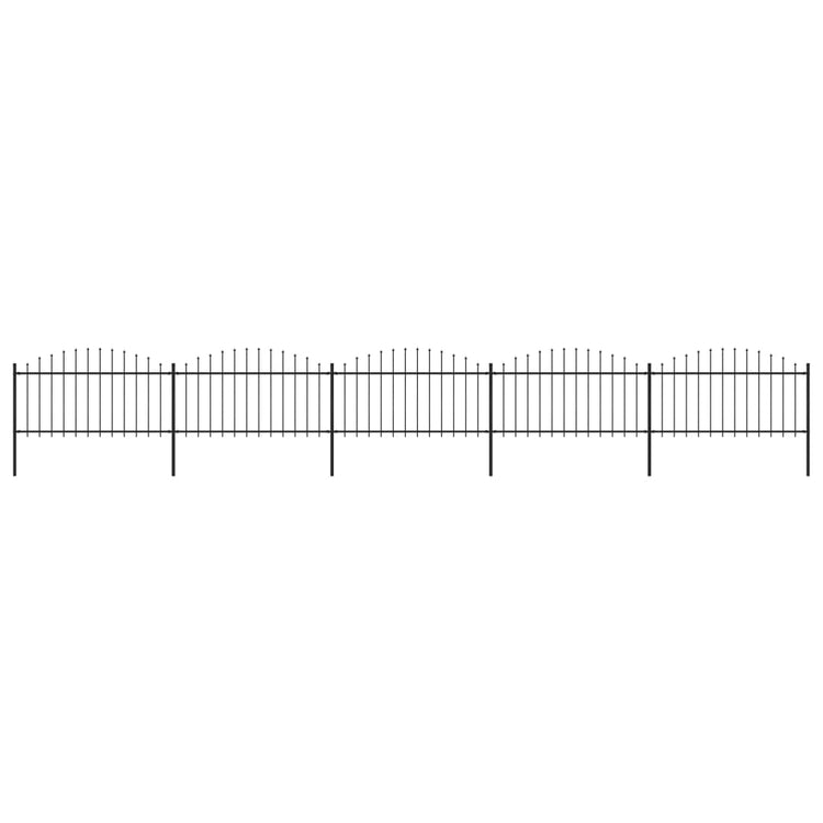 Vidaxl Gartenzaun mit Speerentop (1,25-1,5) x8,5 m Stahlschwarz